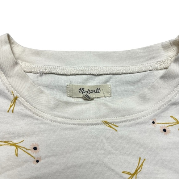 Madewell Daisy Sketch Easy Crop Tee Pearl Ivory Dandelion Critter Size Medium - Picture 3 of 6